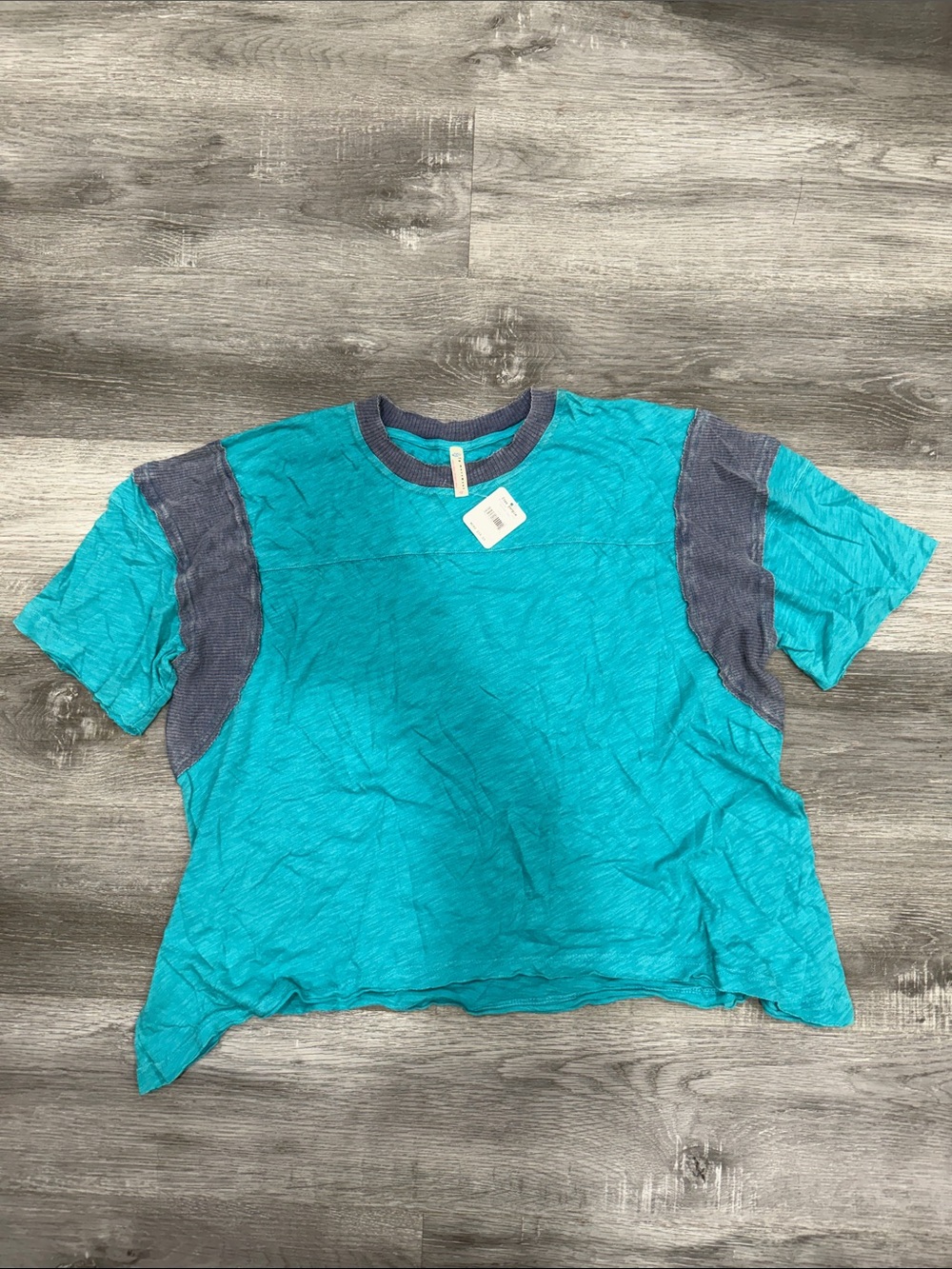 FP Movement by Free People Teal and Navy Short Sleeve Tee